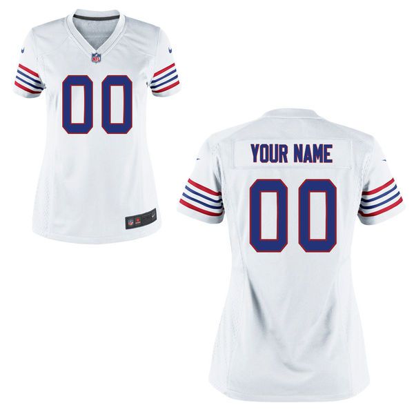 Women Buffalo Bills Nike White Custom Throwback Game NFL Jersey